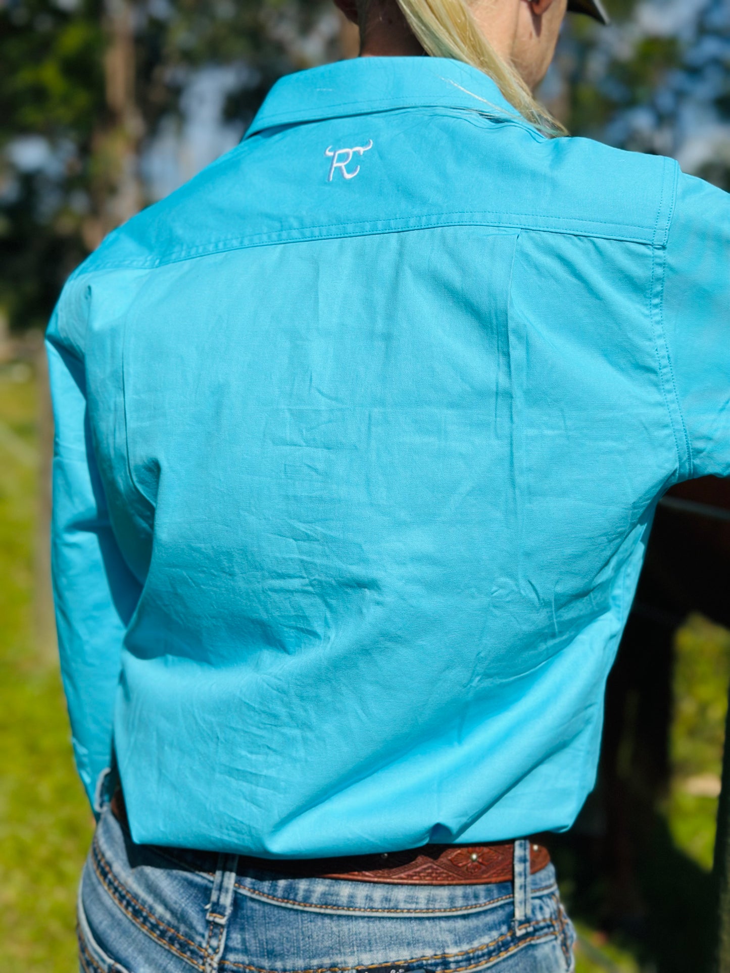 RC "Opal" Women's Long Sleeve Full Button - Light Blue