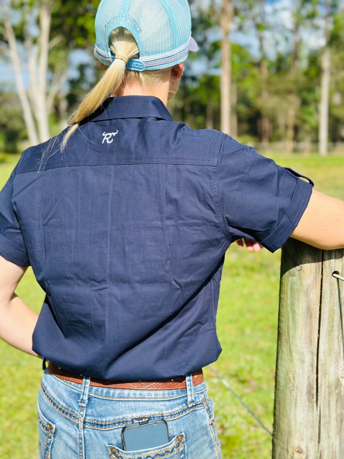 RC "Indigo" Women's Short Sleeve Full Button - Navy
