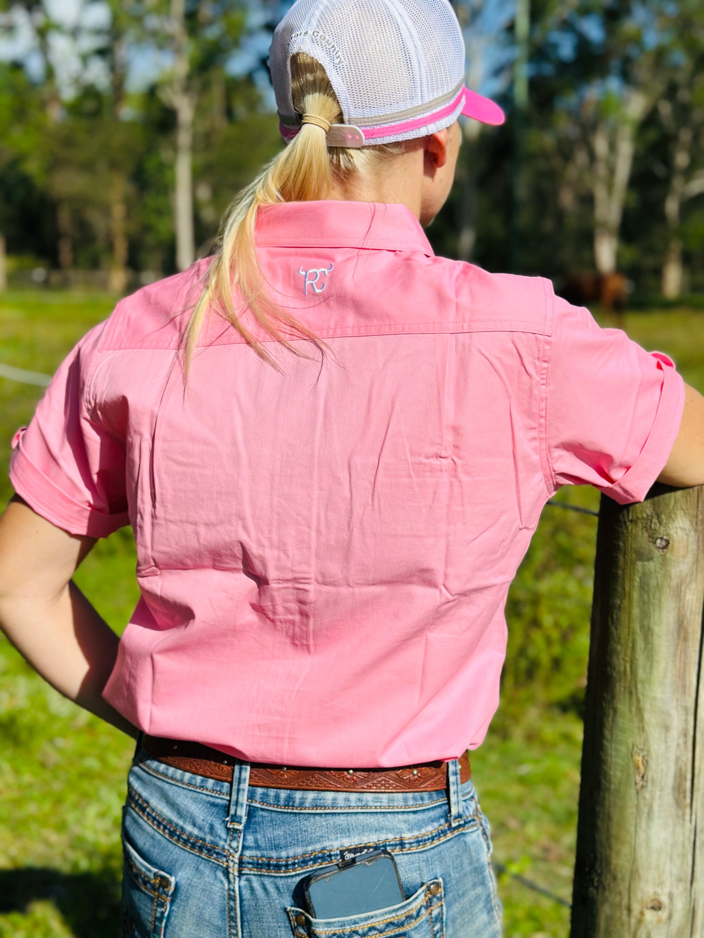 RC "Rose" Women's short Sleeve Full Button - Pink