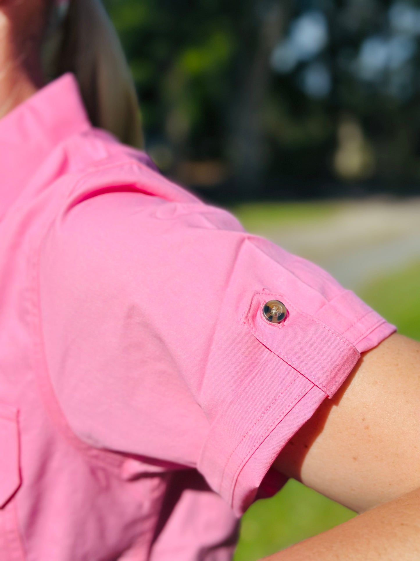 RC "Rose" Women's Short Sleeve quarter Button - Pink