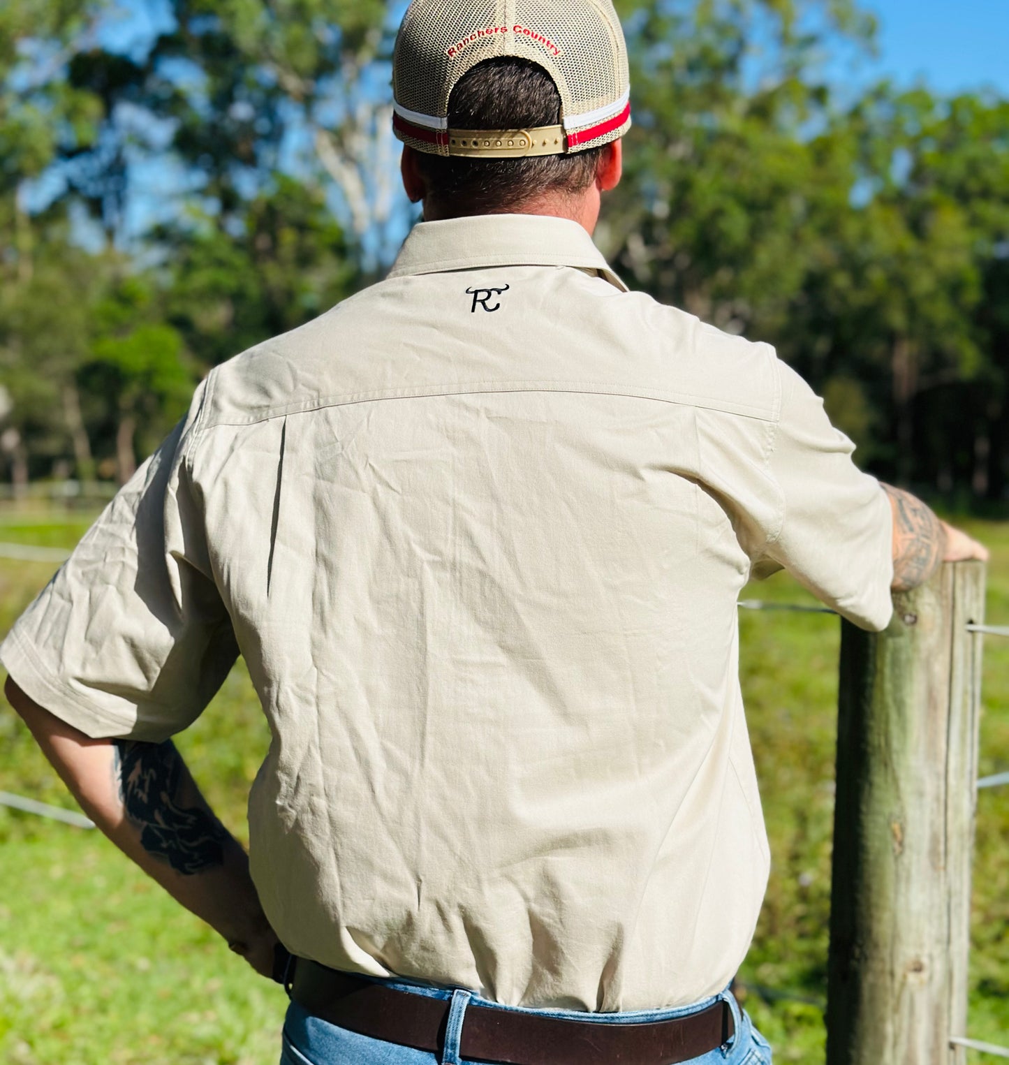 RC "Sahara" Kids Quarter Button Long Sleeve Work Shirt- Stone/ Tan