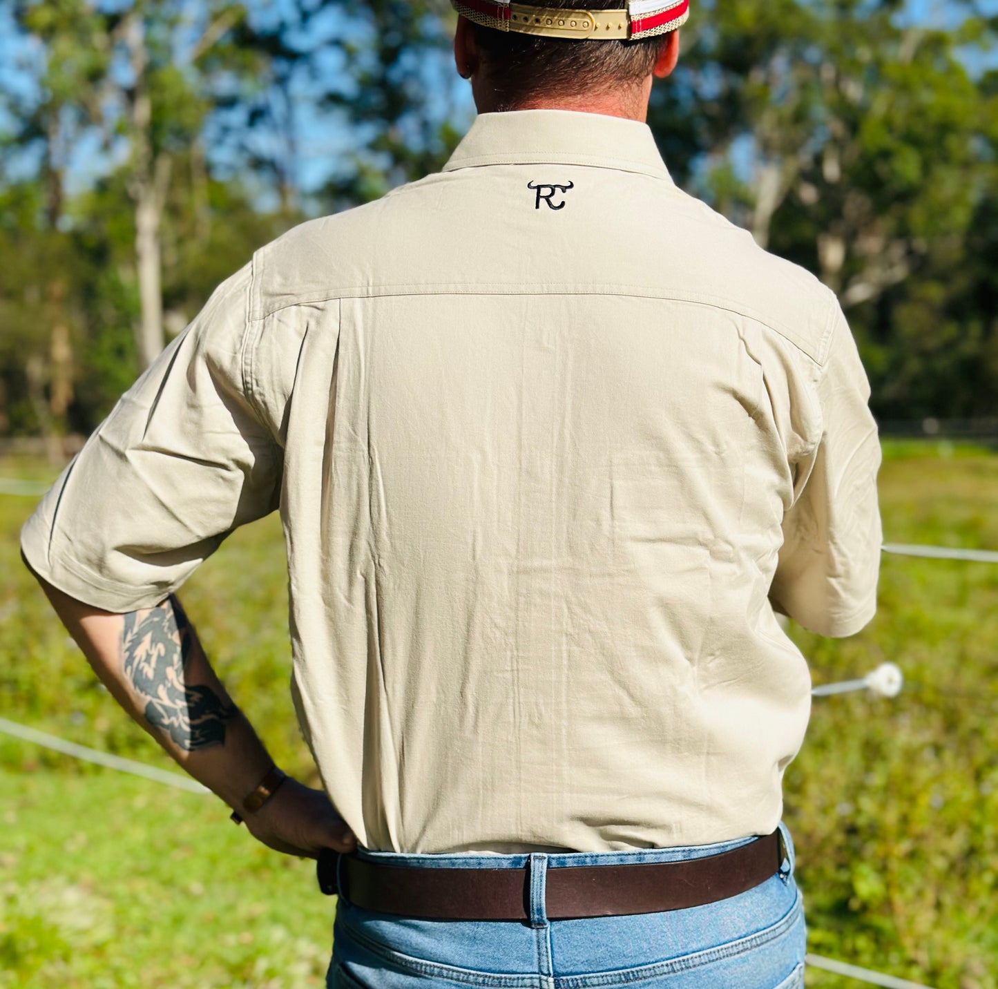 RC "Sahara" Men's Short Sleeve Full Button Work Shirt- Stone/Tan