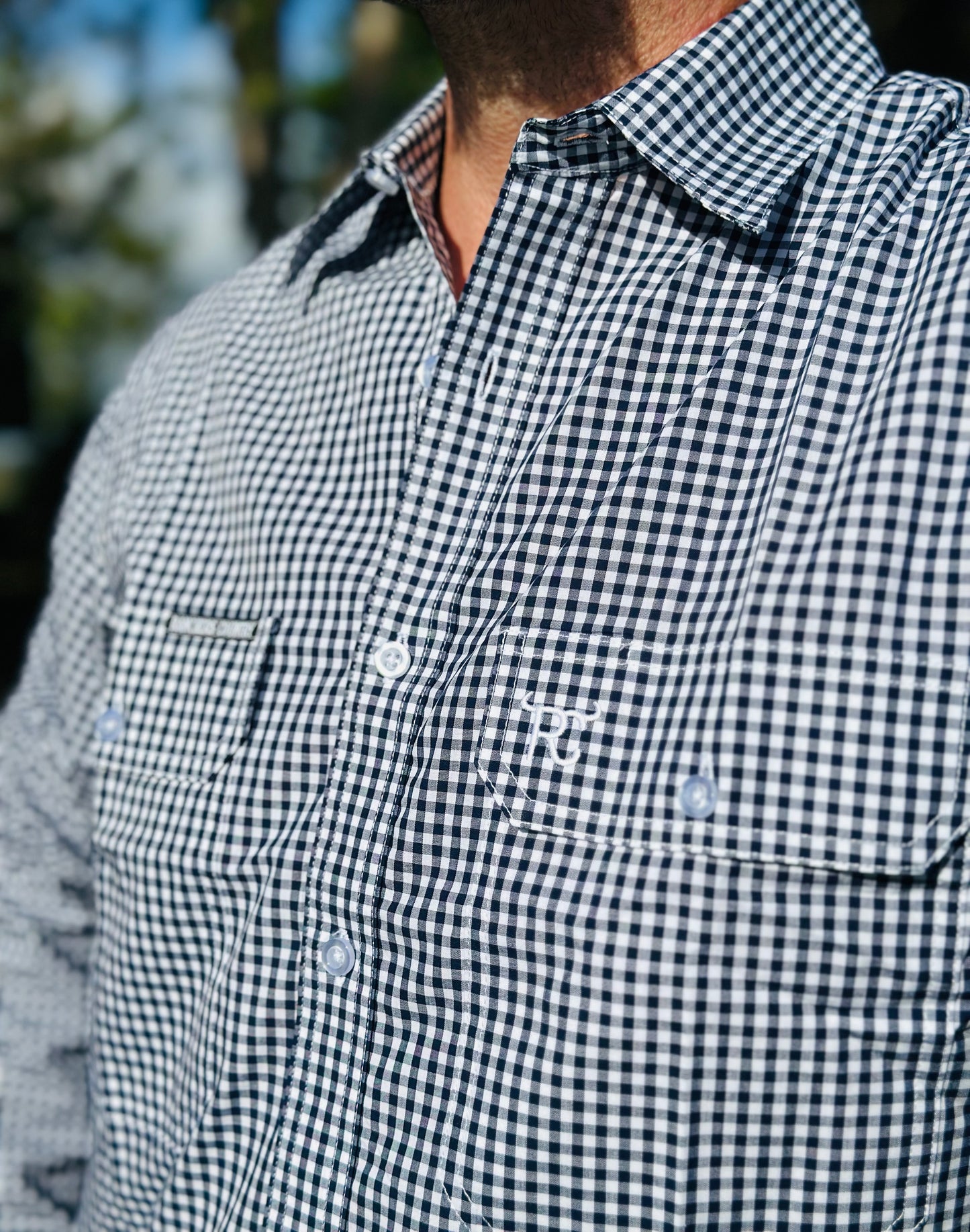 RC "Ranch" Men's Long Sleeve Full Button Work Shirt- Navy Check