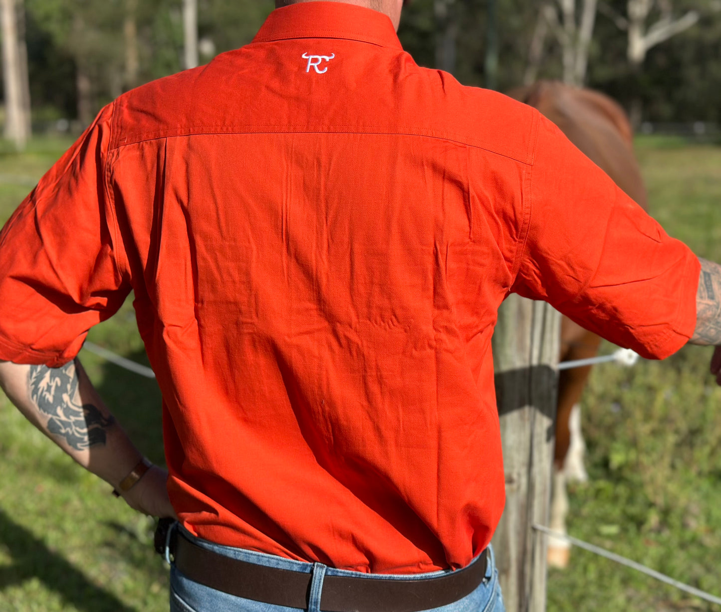 RC "Simpson" Men's Short Sleeve Full Button Work Shirt- Rust