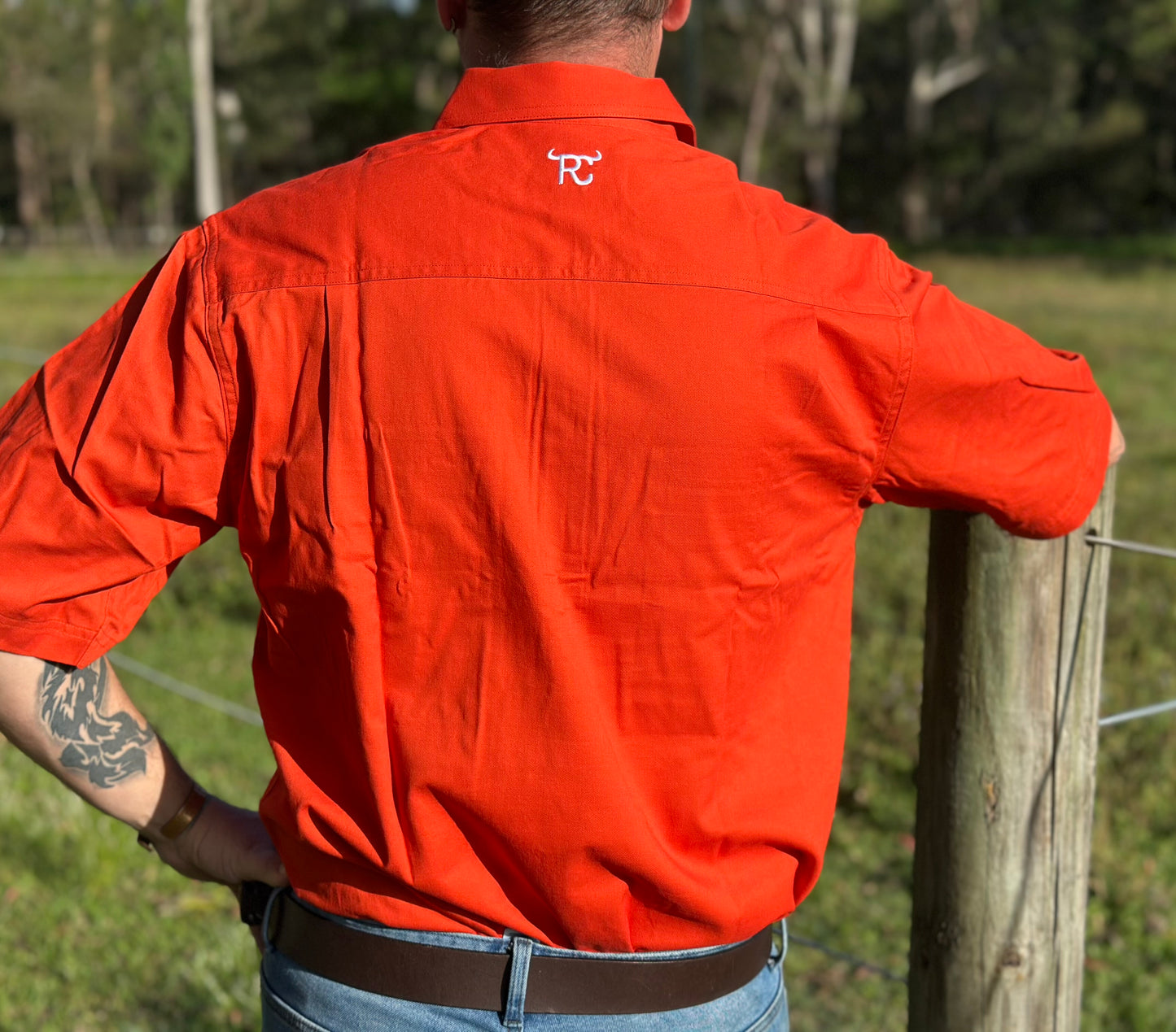 RC "Simpson" Men's Short Sleeve Quarter Button Work Shirt- Rust