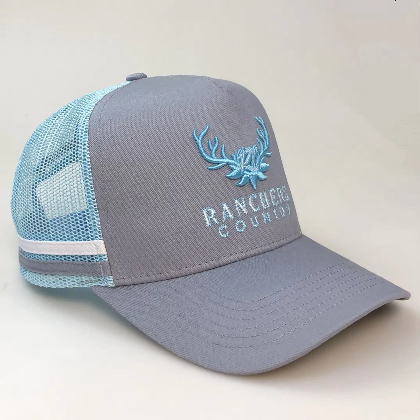 Grey & Light Blue Antlers Trucker Cap