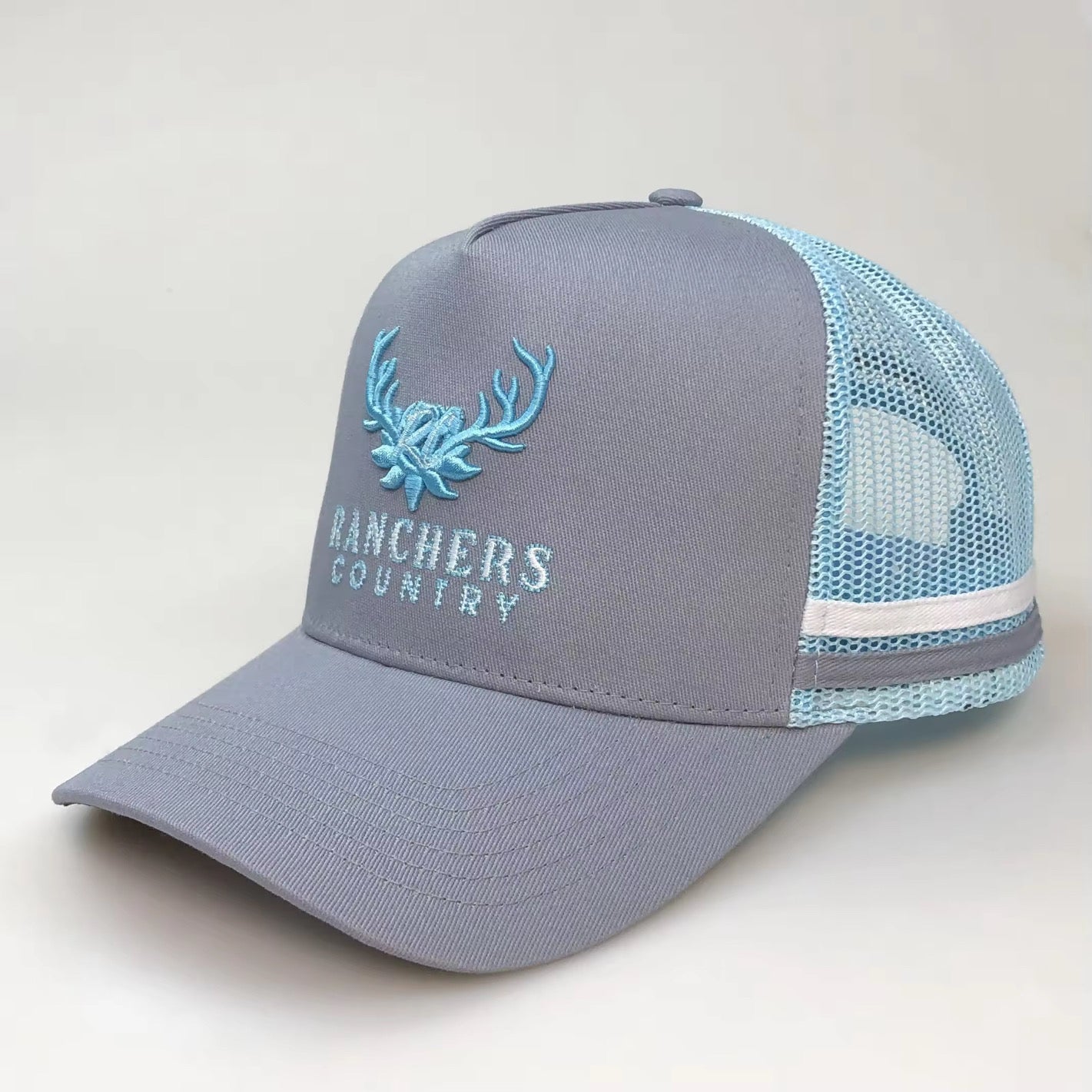 Grey & Light Blue Antlers Trucker Cap