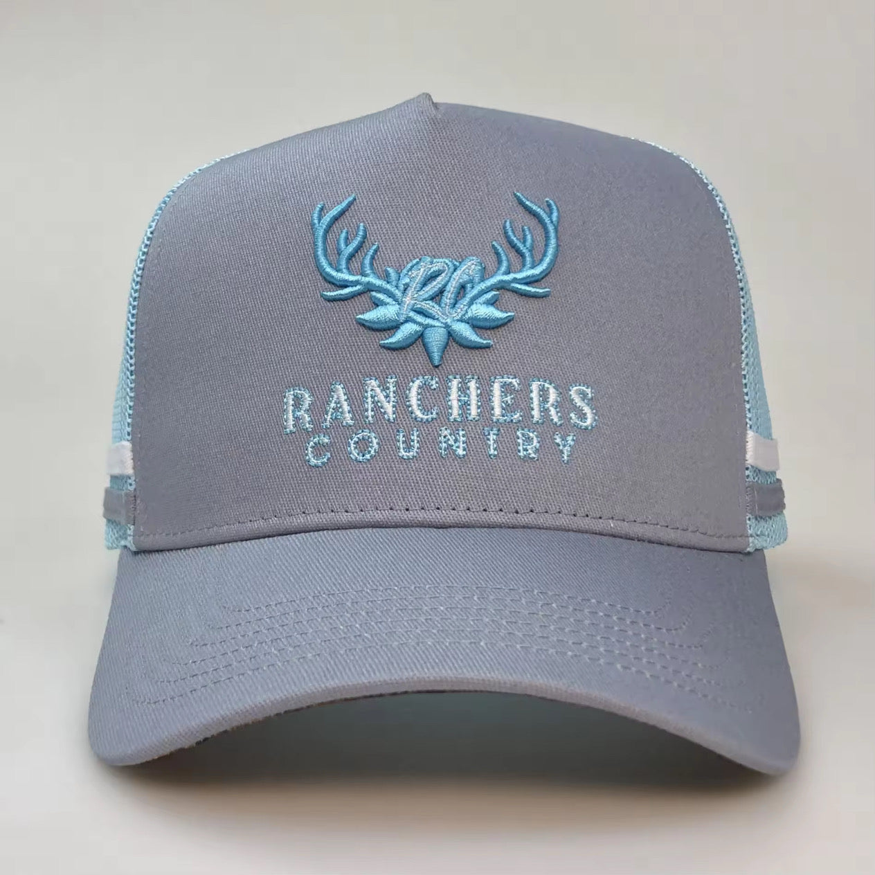 Grey & Light Blue Antlers Trucker Cap