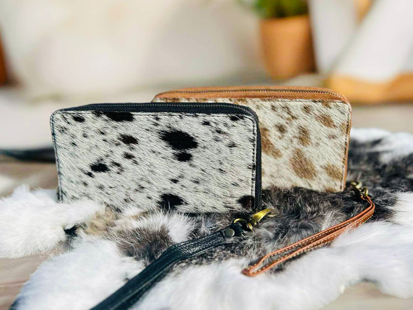 Genuine Cowhide Purse - Double Zip