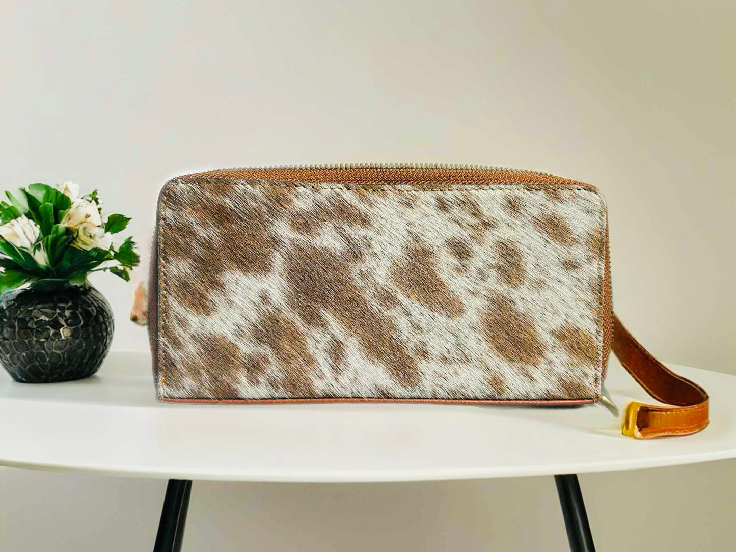 Genuine Cowhide Purse - Double Zip