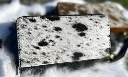 Genuine Cowhide Purse - Double Zip