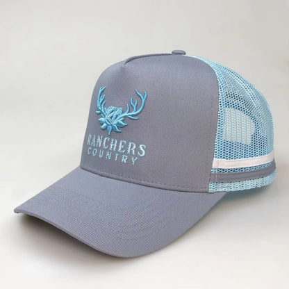 Grey & Light Blue Antlers Trucker Cap