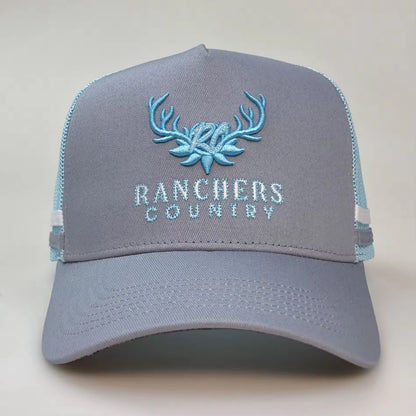 Grey & Light Blue Antlers Trucker Cap